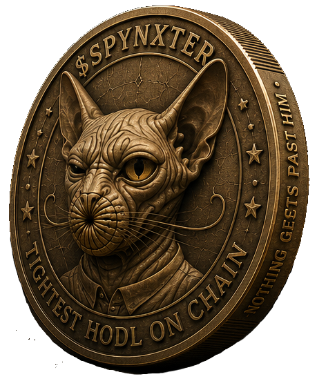 Three-quarter view of the SPYNXTER coin